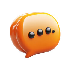 Aufkleber - Orange 3D Glossy Chat Bubble with Ellipsis Icon Message Communication on transparent background