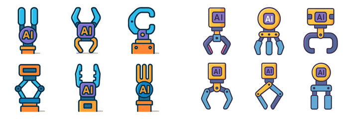 Poster - Automated robotic hands showcasing various designs with AI integration for advanced functionality in technology applications
