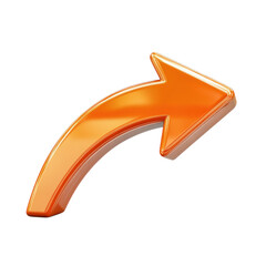 Poster - Gleaming Orange Arrow Directional Guide 3D Render Navigation Icon Glossy on transparent background