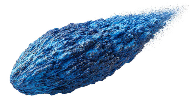 Blue Textured Comet Speeding Through Space on Black Background Digital Art Modern Contemporary