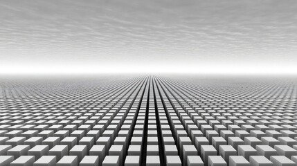 Poster - Expansive View of White Cubes in Monochrome Landscape