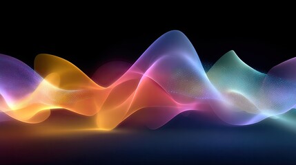 Fototapete - Colorful Abstract Waves of Light on a Dark Background