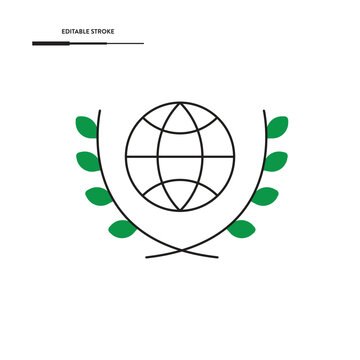Wreaths And World Icon Vector Design.