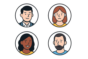 Poster - Different facial expressions depicted in an illustration showcasing a range of emotions common in everyday life