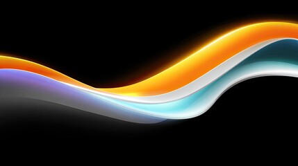 Fototapete - Colorful Light Waves on Black Background for Abstract Design Use
