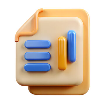 3d icon of 3d document file icon, isolated on transparent background