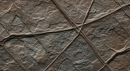 Poster - Gray and brown stone texture with embossed vein-like pattern, showcasing a rough and natural surface ideal for background or wallpaper use