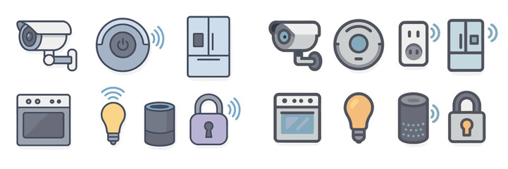 Poster - Modern smart home devices displayed in a creative layout showcasing various functionalities and features