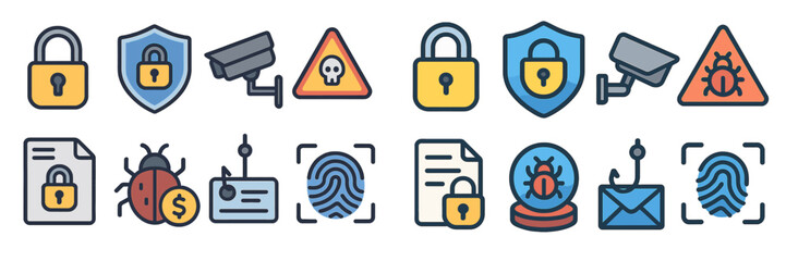 Poster - Security symbols illustrating cyber threats and protective measures in digital environments
