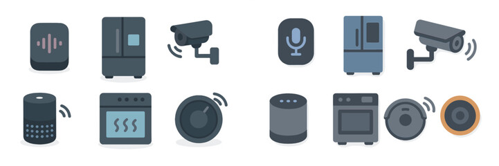 Poster - Smart home devices displayed in various styles including cameras, appliances, and speakers in a modern setting