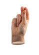 © valiantsin - Three fingers closeup gesture, thumb connected with curled index, middle part vertical position,