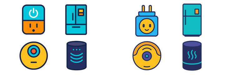 Poster - Collection of modern smart home devices showcasing energy management and convenience at home in a vibrant design
