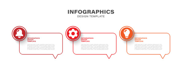 Poster - Minimalistic infographic template with three options. Speech bubble infographic mockup with icons