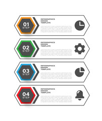 Poster - Vertical infographic template with hexagons and icons. Four steps or options vector infographic layout