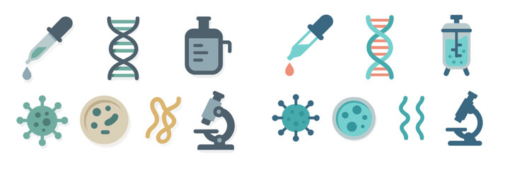 Poster - Collection of laboratory tools and biological icons showcasing scientific research and experimentation