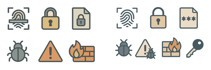 Aufkleber - Security icons representing various aspects of digital protection and data privacy in a modern design