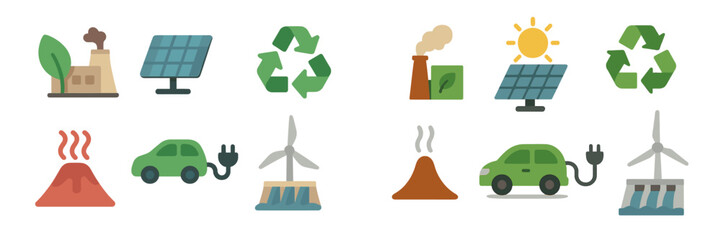 Poster - Renewable energy concepts highlighting various sources and environmental impacts in a colorful graphic design