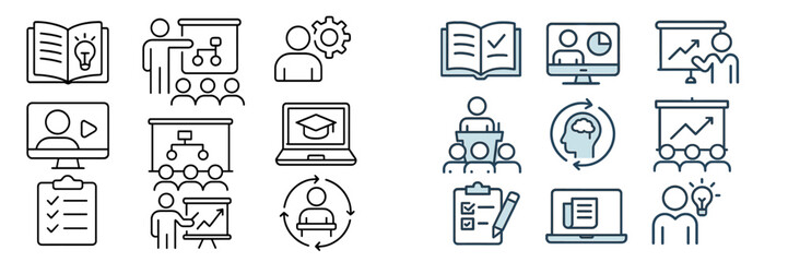 Leinwandbilder - Educational activities are depicted through various learning methods in a modern classroom setting