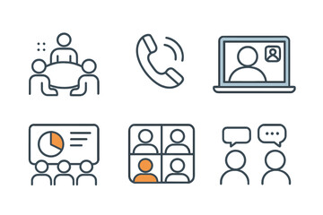 Poster - Modern work communication methods including video calls and meetings displayed in a clear format