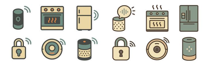 Poster - Smart home devices illustrated in a modern style for home automation systems and convenience