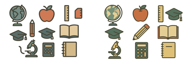 Poster - Educational symbols and items illustrating learning and academic success in a graphical layout