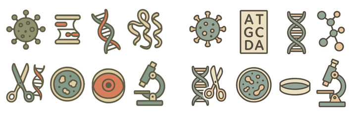 Poster - Scientific illustrations depicting various biological concepts and processes related to genetics and microbiology