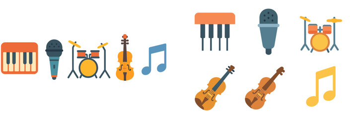 Aufkleber - Musical instruments displayed in a creative and colorful arrangement, showcasing various genres and styles of music