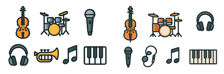 Poster - Musical instruments illustrated in a vibrant style showcasing various genres and tools of music creation