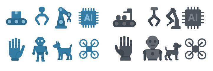 Poster - Various icons representing automation, AI technology, and robotics activities