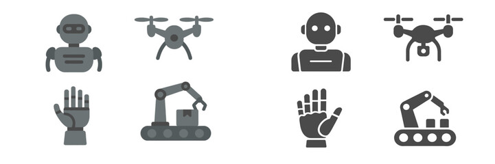 Poster - Robots and drones represent advancements in technology, automated tasks, and modern industry in a creative design layout