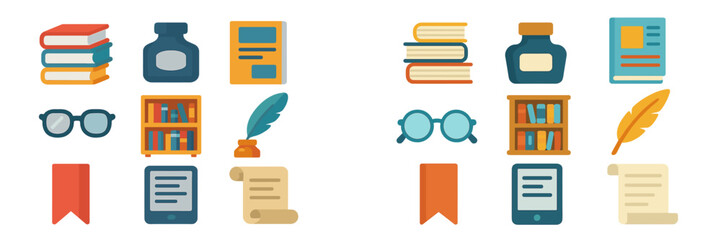Poster - Collection of colorful and diverse literary items displayed in a creative arrangement for education and inspiration