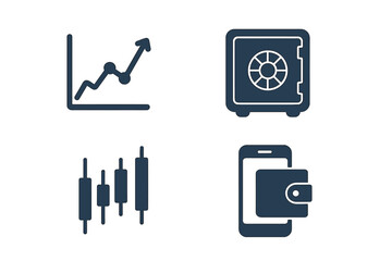 Aufkleber - Graphic symbols illustrating finance, investment trends, and digital wallets for modern economic management