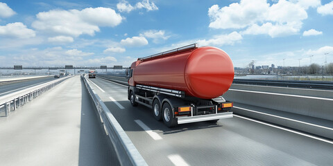Aufkleber - Truck transporting liquid cargo on busy highway Generative AI