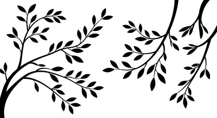 Poster - Minimalistic branch silhouette vector illustration for nature-inspired designs