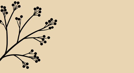 Poster - Minimalist floral design with black silhouette branch vector illustration for modern decor and prints