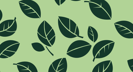 Poster - Green leaf seamless vector illustration for eco-friendly pattern design in flat style