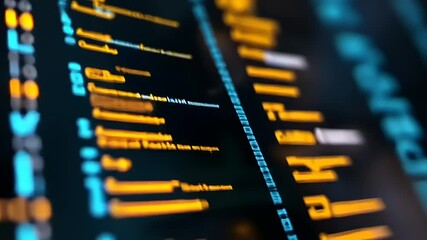 Abstract glowing code screen visual, futuristic tech, data processing concept