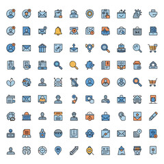 Poster - Colorful flat icon set business management communication