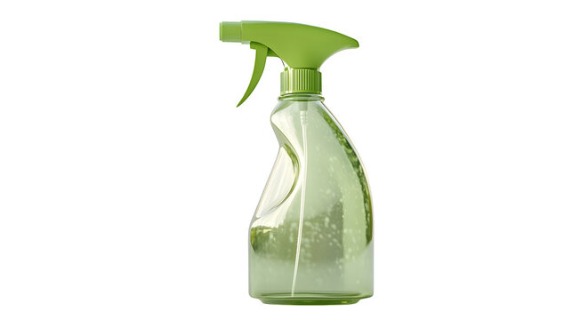 A realistic rendering of a single small misting spray bottle (plastic) for plants, isolated on Transparent background.