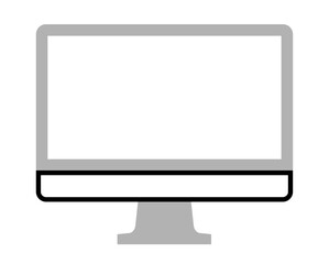 PC Monitor icon, on transparent background, flat line design, vector illustration