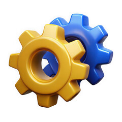Poster - 3d rendered interlocking gears isolated on transparent background