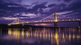 Queensferry crossing bridge over the firth of forth at blue hour