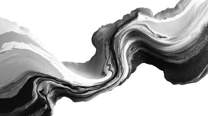 Poster - This artwork features a flowing black and white abstract design, highlighting dynamic curves and textures. Smooth transitions create a captivating visual effect in a minimalist aesthetic.