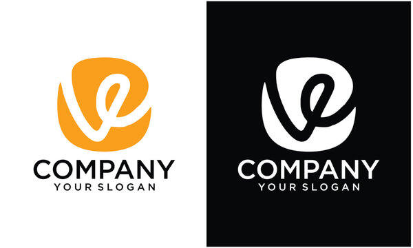 Creative Alphabet letters Initials Monogram logo VE, EV, V and E