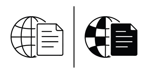 Poster - Global Information Icons: Visual representations of global information, a globe next to a document. Simple and clear icons, suitable for various design projects.