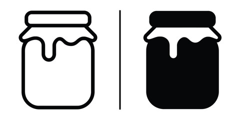 Poster - Honey Jar Icon Duo: A versatile icon set showcasing two variations of a honey jar design. One in clean, minimal line art, the other in bold black.