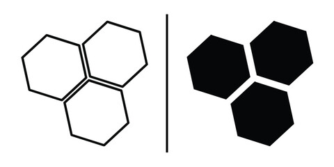 Poster - Honeycomb Icon Set: Simple and versatile honeycomb icons, perfect for various design projects. Available in both line art and solid black styles.