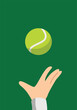 © Coretan Fall - vector tennis hand reaching ball on wimbledon green background