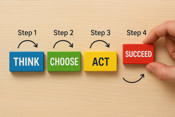 Poster - A progressive approach to decision-making highlights the importance thoughtful planning clear choices and decisive action to achieve success in business