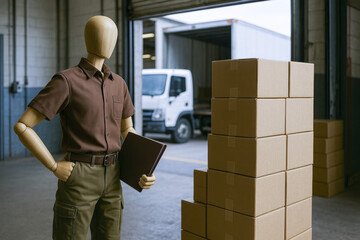 Poster - Organization and efficiency guide the management inventory as the mannequin oversees the loading area with careful attention